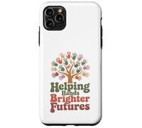 Helping Hands Brighter Futures Retro Groovy Teacher Support Case for iPhone 11 Pro Max