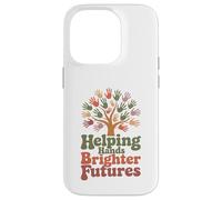 Helping Hands Brighter Futures Retro Groovy Teacher Support Case for iPhone 14 Pro