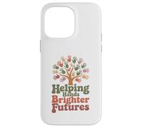 Helping Hands Brighter Futures Retro Groovy Teacher Support Case for iPhone 14 Pro Max