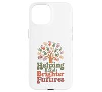 Helping Hands Brighter Futures Retro Groovy Teacher Support Case for iPhone 15