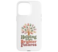 Helping Hands Brighter Futures Retro Groovy Teacher Support Case for iPhone 15 Pro Max