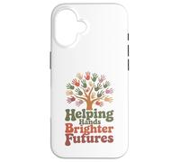 Helping Hands Brighter Futures Retro Groovy Teacher Support Case for iPhone 16