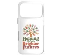 Helping Hands Brighter Futures Retro Groovy Teacher Support Case for iPhone 17 Pro