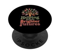 Helping Hands Brighter Futures Retro Groovy Teacher Support PopSockets Adhesive PopGrip