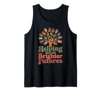Helping Hands Brighter Futures Retro Groovy Teacher Support Tank Top