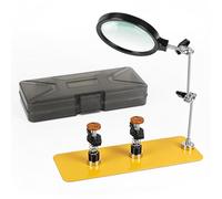 Helping Hands Soldering Stand with Magnifying Glass, Adjustable Arm, Magnetic Base, Parallel Dual Clips, Carry Case