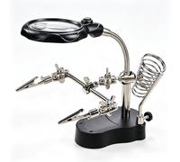 Helping Hands Soldering Station, 4X Magnifying Glass Third Hand Soldering Iron Holder with LED & Auxiliary Clips for Electronic Jewelry Crafts Repair