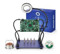 Helping Hands Soldering Station - Soldering Iron Kit w/Clamp, 5X Magnifying Glass & LED Light, 4 Flexible Arms, Heavy Duty Base, PCB Holder, Third Hand Soldering Tool for Electronic Repair & Jewelry