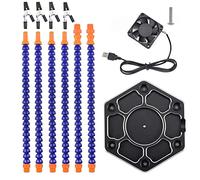 Helping Hands Soldering Station, Third Hand Holder Stand with 6 Adjustable Arms and USB Fan for Electronics, Hobby, Jewellery Making