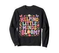Helping Little Minds Bloom Teacher Floral Butterfly Apple Sweatshirt