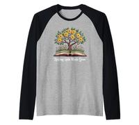 Helping Little Minds Grow Book Tree Education Raglan Baseball Tee