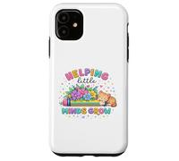 Helping Little Minds Grow Flower Elementary School Teacher Case for iPhone 11
