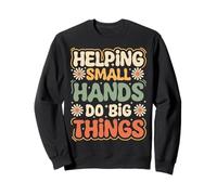 Helping Small Hands Do Big Things Retro Groovy Teacher Sweatshirt
