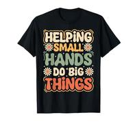 Helping Small Hands Do Big Things Retro Groovy Teacher T-Shirt