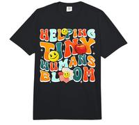 Helping Tiny Humans Bloom Retro Colorful Teacher Design Comfort Colors Adult Heavyweight T-Shirt