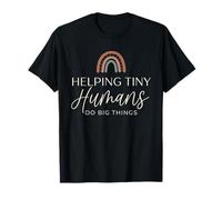 Helping Tiny Humans Do Big Things Teacher Boho Rainbow T-Shirt