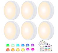 HELPLEX Under Cabinet Lights, 6 RGBW Wireless Cabinet Lighting RGBW 16 Colours LED Night Light with Remote Control and Timing Function, Battery Operated Cabinet Lights