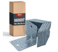 HELPMATE - 12 Pieces of Perforated Angle Brackets 100x100x90 mm - Angle connectors Electro-galvanised & Blue passivated - Wood connectors with Excellent Corrosion Protection - Corner Braces Brackets