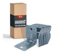 HELPMATE - 12 Pieces of Perforated Angle Brackets 70x70x55 mm - Angle connectors Electro-galvanised & Blue passivated - Wood connectors with Excellent Corrosion Protection - Corner Braces Brackets