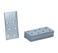 HELPMATE - 12 Pieces of Perforated Plates 40x80 mm - Flat connectors Electro-galvanised & Blue passivated - Wood connectors with Excellent Corrosion Protection, Stable & Durable - Easy Assembly