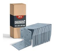 HELPMATE - 24 Pieces of Perforated Angle Brackets 50x50x40 mm - Angle connectors Electro-galvanised & Blue passivated - Wood connectors with Excellent Corrosion Protection - Corner Braces Brackets