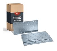 HELPMATE - 6 Pieces of Perforated Plates 100x200 mm - Flat connectors Electro-galvanised & Blue passivated - Wood connectors with Excellent Corrosion Protection, Stable & Durable - Easy Assembly