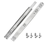 HELPMATE Drawer Runners Push-to-Open Full Extension 400 mm 1 Pair Set of 2 Ball Full Extension Drawer Runners Rail System Drawer Guide Galvanised Steel Silver Includes Mounting Material