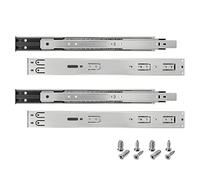 HELPMATE Drawer Runners Push-to-Open Full Extension 400 mm 2 Pairs Set of 4 Ball Full Extension Drawer Runners Rail System Drawer Guide Galvanised Steel Silver Includes Mounting Material