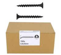 HELPMATE - drywall screws trumpet head 3.9x35 mm phosphatised - Universal carbon steel Fastener set of 1500 with cross recess PH2 drive & coarse thread - Quick-build for fastening plasterboard