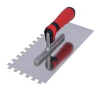 HELPMATE - Notched Trowel 10x10 mm - Professional Notched Trowel Made in Germany from Stainless Steel - 230 x 130 mm Notched Trowel for applying Filler and Tile Adhesive