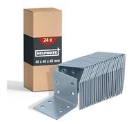 HELPMATE Pack of 24 Perforated Plate Brackets 40 x 40 x 40 mm - Angle Connector Galvanised & Blue Passivated - Wood Connector with Excellent Corrosion Protection - Hole Angle