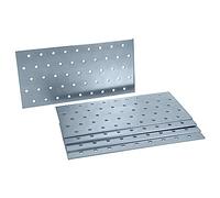 HELPMATE Pack of 6 Perforated Plates 100 x 200 mm - Flat Connector Galvanised & Blue Passivated - Wood Connector with Excellent Corrosion Protection, Stable & Durable - Easy Assembly