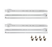 HELPMATE Roller Slide Guide 400 mm 2 Pairs 4-Piece Set Rail Drawer Rail Drawer Pull-Out Rail System Drawer Partial Extension White incl. Mounting Hardware