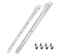 HELPMATE Roller Slide Guide 450 mm 1 Pair Set of 2 Runners Drawer Runners Drawer Rail System Drawer Partial Extension White Including Fixing Material
