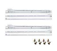 HELPMATE Roller Slide Guide 450 mm 2 Pairs Set of 4 Runners Drawer Runners Drawer Rail System Drawer Partial Extension White Including Fixing Material