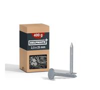 HELPMATE Roofing Felt Nails 2.5 x 25 mm Mechanical Galvanised - 400 g Roofing Felt Pins Type B - Roofing Felt Nails DIN 1160 B - Roofing Nails Ideal for Roofing Felt, Plastic Tarpaulins & Slate Panels
