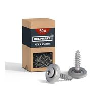 HELPMATE - roofing screws 4.5x25 mm stainless steel A2 rust-free - 50 pieces sheet metal roof fasteners with EPDM sealing washer - stainless steel DIN 7995 with screw drive PZ2