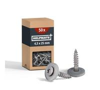 HELPMATE - roofing screws 4.5x25 mm stainless steel A2 rust-free - 50 pieces sheet metal roof fasteners with EPDM sealing washer - stainless steel DIN 7995 with screw drive T20