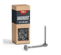 HELPMATE - roofing screws 4.5x65 mm stainless steel A2 rust-free - 150 pieces sheet metal roof fasteners with EPDM sealing washer - stainless steel DIN 7995 with screw drive T20