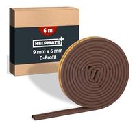 HELPMATE - Self-Adhesive Sealing Tape for Windows and Doors - Seal for Insulating Gaps Between 3 and 5.5 mm Wide - Sealing Tape 9 x 6 mm (Profile D | 6 Meters | Brown)