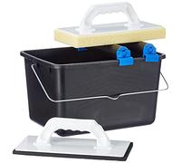 Top Deal 1801673 Blue Suki Tile Cleaning Set 5 Pieces with Double Wheels Attachment, 1 Tile Wash Float, 1 Plastic Float with Cellular, 1 Bucket 12 litres, Black