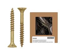 HELPMATE Universal Countersunk Screws 3.5 x 30 Yellow Passivated Wood Screws with T-Drive and Partial Thread Chipboard Screws for Indoor and Protected Outdoor Use