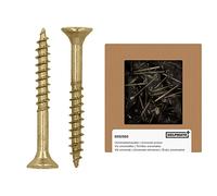 HELPMATE - Universal Screws Countersunk Head 3.5 x 30 Yellow Passivated - Pack of 400 Wood Screws with PZ 2 Drive and Partial Thread - Chipboard Screws for Indoor and Protected Outdoor Use