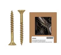 HELPMATE - Universal Screws Countersunk Head 4.0 x 35 Yellow Passivated - Pack of 500 Wood Screws with T-Drive and Partial Thread - Chipboard Screws for Indoor and Protected Outdoor Use