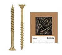 HELPMATE - Universal screws, countersunk head, 4.0x50, yellow passivated - 200 pieces Wood screws with PZ 2 drive and partial thread - Chipboard screws for indoor use and protected outdoor areas