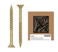HELPMATE - Universal screws, countersunk head, 4.5x50, yellow passivated - 150 pieces Wood screws with PZ 2 drive and partial thread - Chipboard screws for indoor use and protected outdoor areas