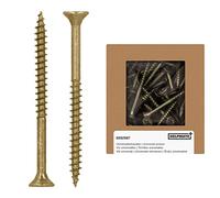 HELPMATE - Universal screws, countersunk head, 4.5x60, yellow passivated - 125 pieces Wood screws with PZ 2 drive and partial thread - Chipboard screws for indoor use and protected outdoor areas
