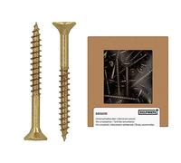 HELPMATE - Universal Screws Countersunk Head 5.0 x 50 Yellow Passivated - Pack of 125 Wood Screws with T-Drive and Partial Thread - Chipboard Screws for Indoor and Protected Outdoor Use