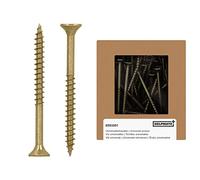 HELPMATE - Universal screws, countersunk head, 5.0x60, yellow passivated - 100 pieces Wood screws with PZ 2 drive and partial thread - Chipboard screws for indoor use and protected outdoor areas