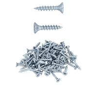 HELPMATE - Wood Connector Screws 4.0 x 20 mm Galvanised - Pack of 100 Universal Screws Countersunk Head with PZ2 Drive and Full Thread - For Attaching Fittings to Wood